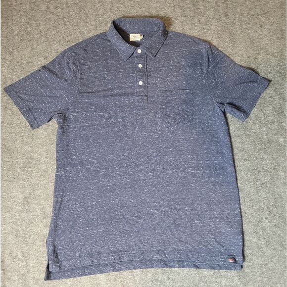 Faherty Polo Shirt Men's Size L Short Sleeve Luxe Blue Heather Performance Light - Picture 1 of 11